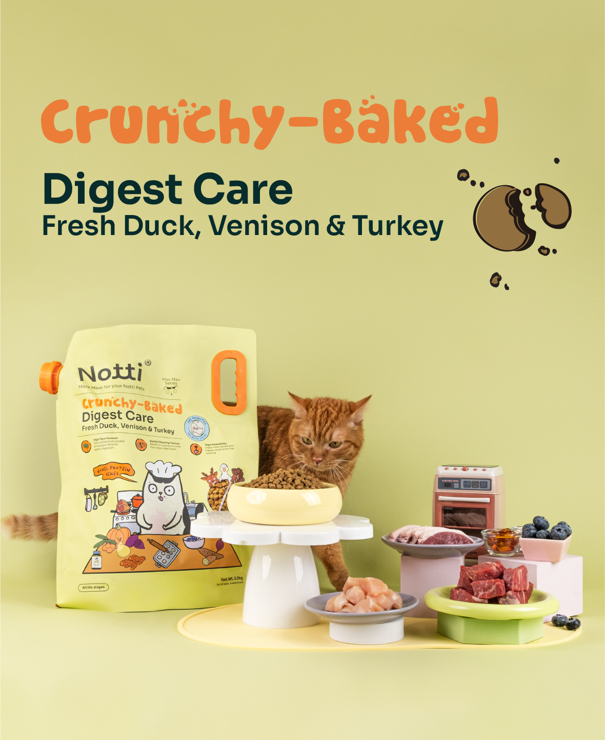 Crunchy-Baked Digest Care Fresh Duck, Venison & Turkey